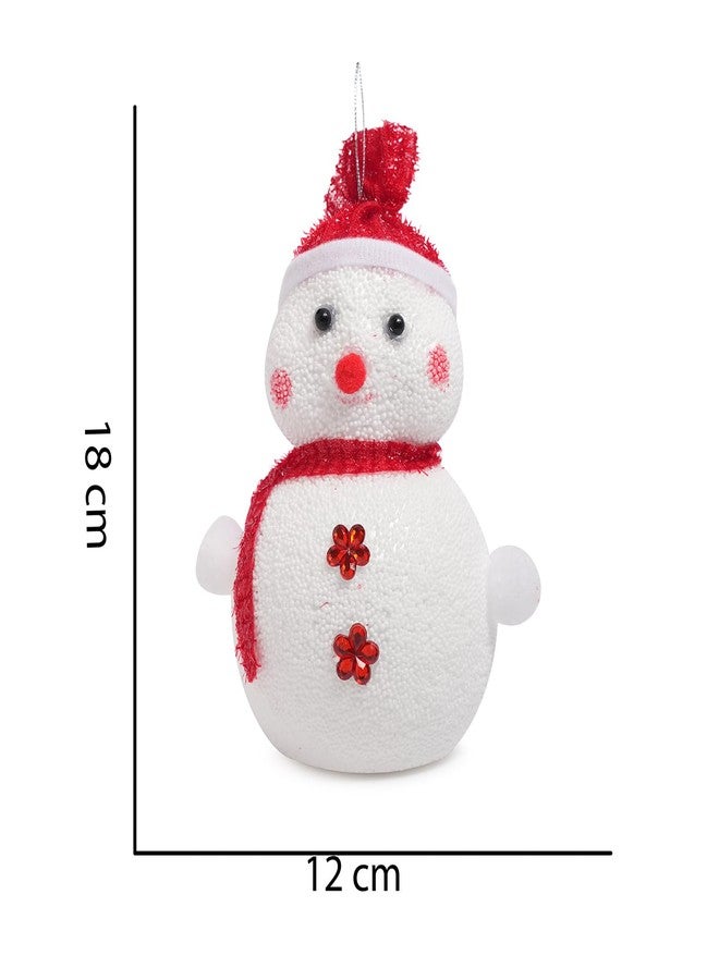 ProKart Christmas Foam Medium Cute Iceman Figure with Elegant Hat for Christmas Party Decor - White Red | Xmas Glowing Snowman Doll Vintage Ornaments Set for Home Decor (Red & White Snowman) - Image 3